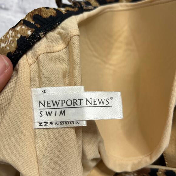 Newport News One Piece Swimsuit Size 14 Bandeau Leopard Sequin Halter - Picture 7 of 9